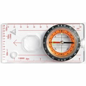 Portable Compass With Ruler Scale For Scout Hiking Camping Boating; Orienteering Map; Professional Magnifying Compass