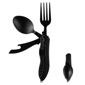 1pc New Outdoor Folding Multifunctional Knife; Fork And Spoon Set; Portable Combination Tableware For Picnic And Mountaineering