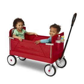 3-in-1 EZ Fold Wagon, Padded Seat with Seat Belts, Red
