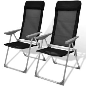 Camping Chairs 2 pcs Black Aluminum 22"x23.6"x44.1"