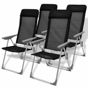 Camping Chairs 4 pcs Black Aluminum 22"x23.6"x44.1"