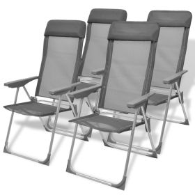 Camping Chairs 4 pcs Gray Aluminum 22"x23.6"x44.1"