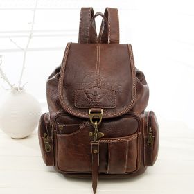 Retro shoulder bag female new female bag fashion trend hook women's backpack student bag (Option: Dark brown)