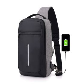 Anti-theft USB charging chest bag with you (Color: Dark Grey)