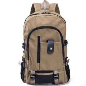 Men's Backpacks Canvas Backpack Student Bags (Color: Khaki)