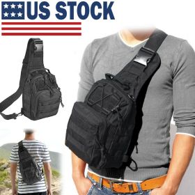 Men Backpack Tactical Sling Bag Chest Shoulder Body Molle Day Pack Pouch Black (Option: default)