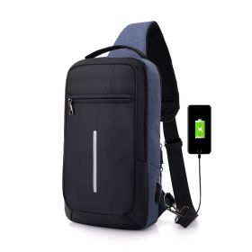 Anti-theft USB charging chest bag with you (Color: Navy Blue)
