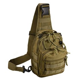 Mens Backpack Waterproof Tactical Sling Chest Pack Shoulder Bag Outdoor Hiking (Color: Khaki)