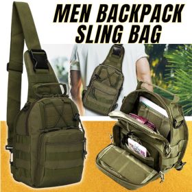 Men Backpack Molle Tactical Sling Chest Pack Shoulder Bag Outdoor Hiking Travel (Option: Green-Nylon)
