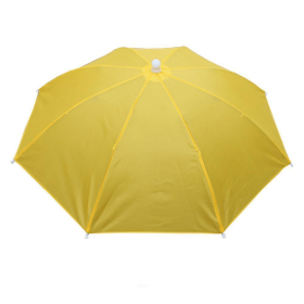 Portable Rain Hat Outdoor Folding Umbrella Fishing Sun Shade Anti-UV Camping Fishing Headwear Cap Beach Head Hat Accessory (Color: Yellow)