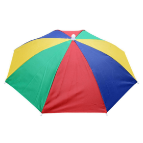 Portable Rain Hat Outdoor Folding Umbrella Fishing Sun Shade Anti-UV Camping Fishing Headwear Cap Beach Head Hat Accessory (Color: Watermelon Rind)
