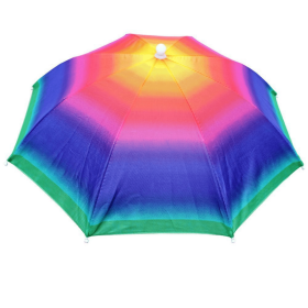 Portable Rain Hat Outdoor Folding Umbrella Fishing Sun Shade Anti-UV Camping Fishing Headwear Cap Beach Head Hat Accessory (Color: Colored Stripes)