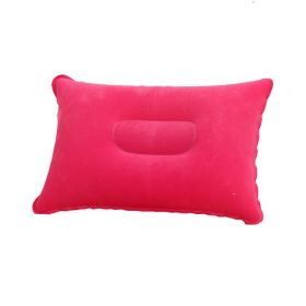 Portable Fold Inflatable Air Pillow Outdoor Travel Sleeping Camping PVC Neck Stretcher Backrest Plane Comfortable Pillow (Color: G911E-pink, size: 43X27cm)