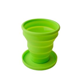 1pc Soft Silicone With Lid; Retractable Mini Folding Water Cup; For Outdoor Travel Hotel (Color: Green)