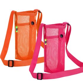 2pcs Water Bottle Holder ; With Adjustable Shoulder Strap For Outdoor Sports Gym Hiking Camping Walking (Color: Rose + Orange)