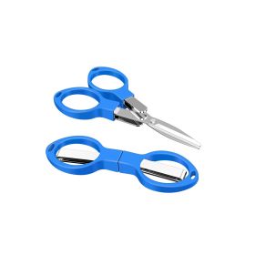 Folding Small Scissors; For Fishing Line; Fishing Figure 8 Shaped Scissors (Color: Blue (plastic Handle))