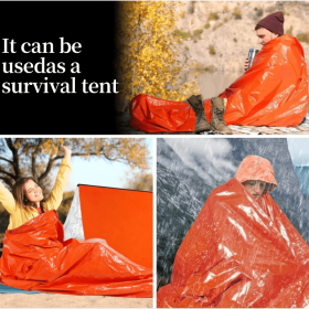 Portable Lightweight Emergency Sleeping Bag, Blanket, Tent - Thermal Bivy Sack For Camping, Hiking, And Outdoor Activities - Windproof And Waterproof (Color: Orange, Type: Sleeping Bag)